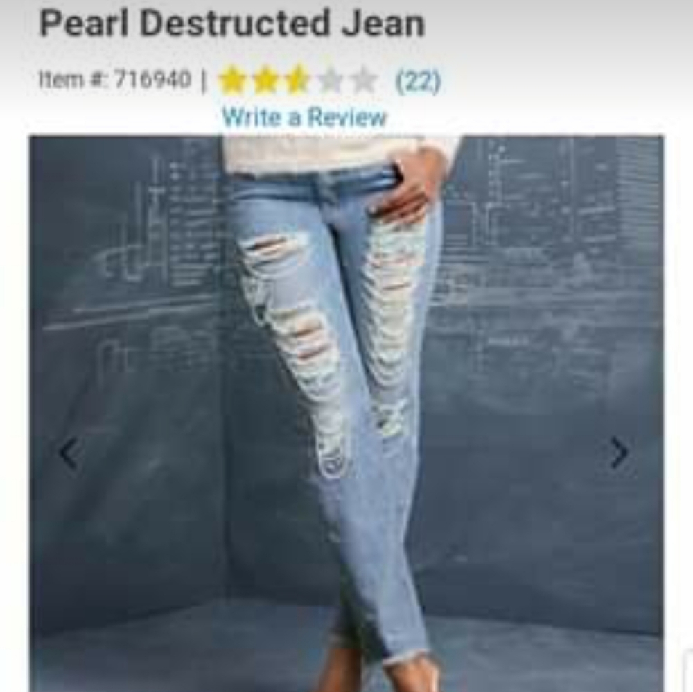 SOLD* 18 distressed pearl leg destruction jeans